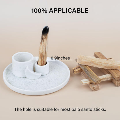ZenBless Multifunction Incense and Candle Holder for Burning Sage, Palo Santo, Incense Sticks - 5.9" Ceramic Ash Catcher Tray for Meditation Room Home Decor Spritual Gifts (Gold)