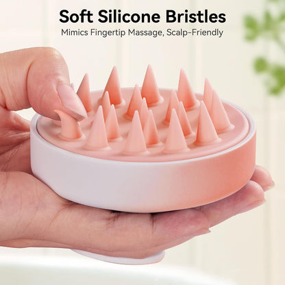HEETA Scalp Massager Hair Growth, Soft Silicone Scalp Scrubber Shampoo Brush for Exfoliation, Dandruff Removal Head Massage Stress Relax, Wet & Dry Use for Thick Thin Curly Hair Care, Black
