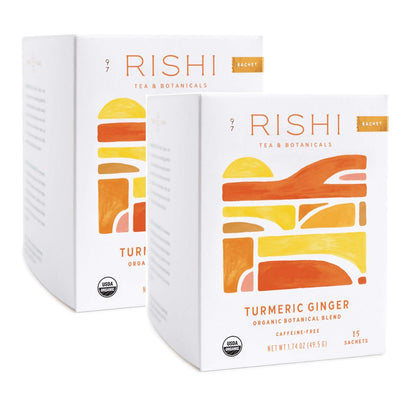Rishi Tea Turmeric Ginger Herbal Tea - Organic Sachet Bags, Caffeine Free Blend with Spicy Ginger & Citrus, Hot or Iced - 50 Count (Pack of 1)