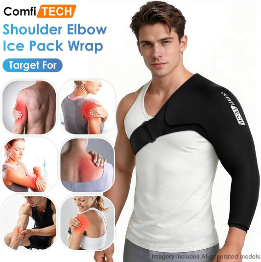 ComfiTECH Shoulder Arm Ice Pack Wrap for Pitchers, Flexible Ice Sleeve, L