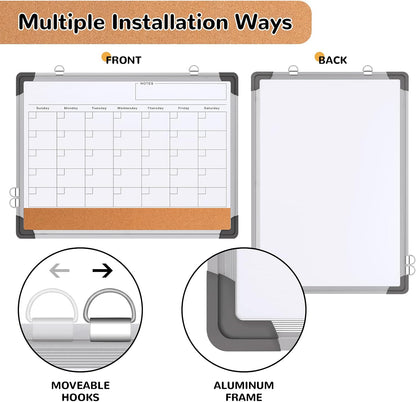Weekly Calendar Whiteboard for Wall, 16x12 Inches Dry Erase Board, Small Magnetic White Board, Double-Sided Hanging Board for Office School Home Kitchen, Portable Board for Drawing Planning To Do List