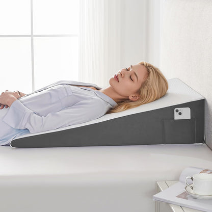 Yojoker Extra-Long Wedge Pillow, 34" Bed Incline Cushion for Sleeping, Back & Arm Support, After Surgery, Acid Reflux, Snoring Relief, Foam Triangle Pillow