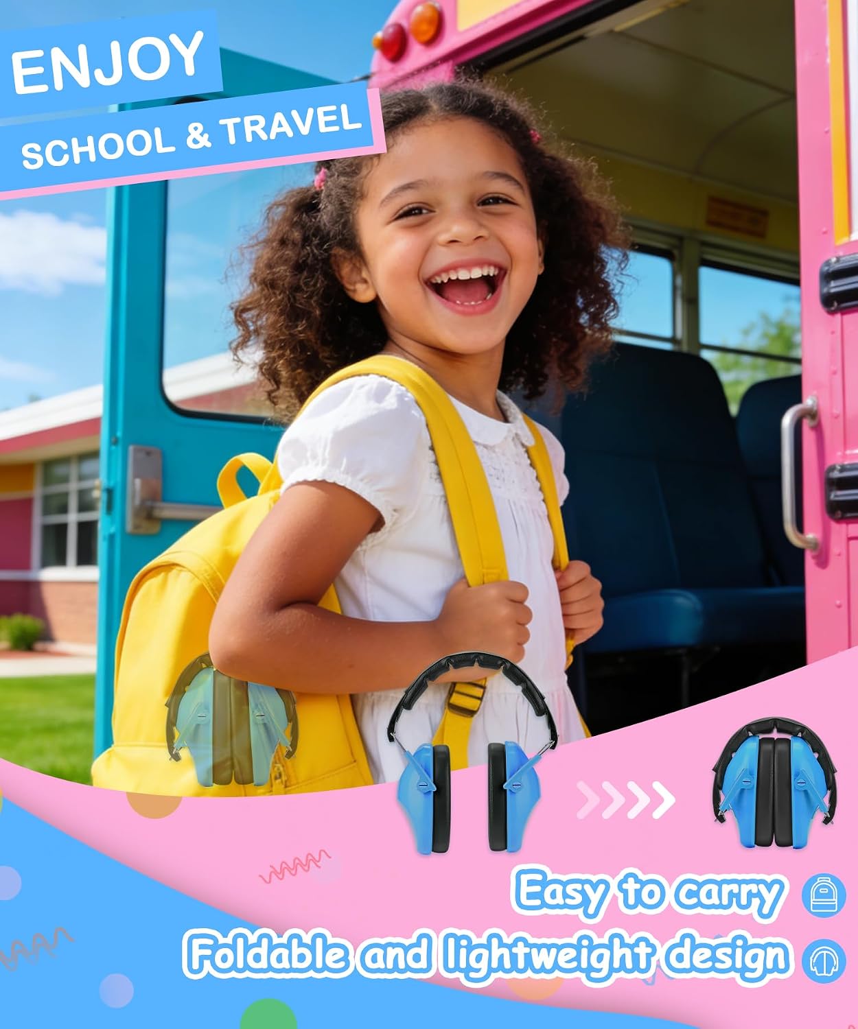 ZOHAN 032 Kids Noise Canceling Headphones - 25dB NRR Kids Ear Protection Earmuffs for School, Monster Jam, Fireworks, Travel, Air Show, Concert, Autism - Pink
