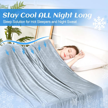 Ailemei Direct Cooling Throw Blanket for Hot Sleepers,Double Sided Cold Effect, Lightweight Breathable Summer Bed Blanket for Couch, Transfer Heat to Keep Body Cool Night Sweats,50"x70"