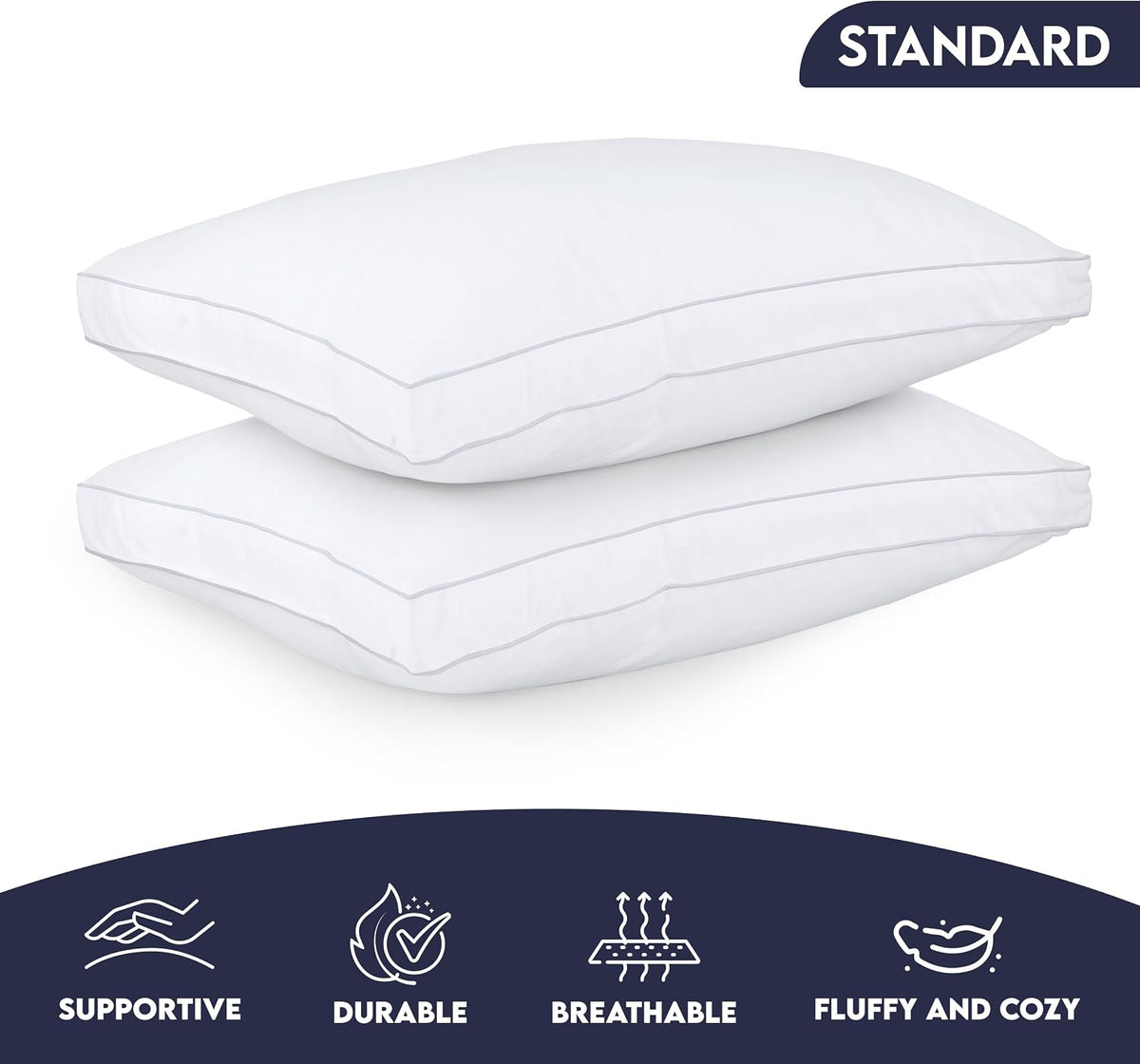 Utopia Bedding Gusset Bed Pillow, Hotel Pillows Queen Size Set of 2, White