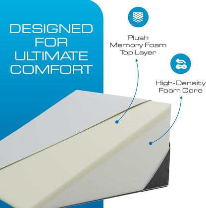 Kolbs Bed Wedge Pillow for Sleep Apnea, FSA Eligible Acid Reflux, and Back Pain Relief, with Chic Jacquard Cover - Headboard Wedges for Sleeping (5" Gentle Incline)