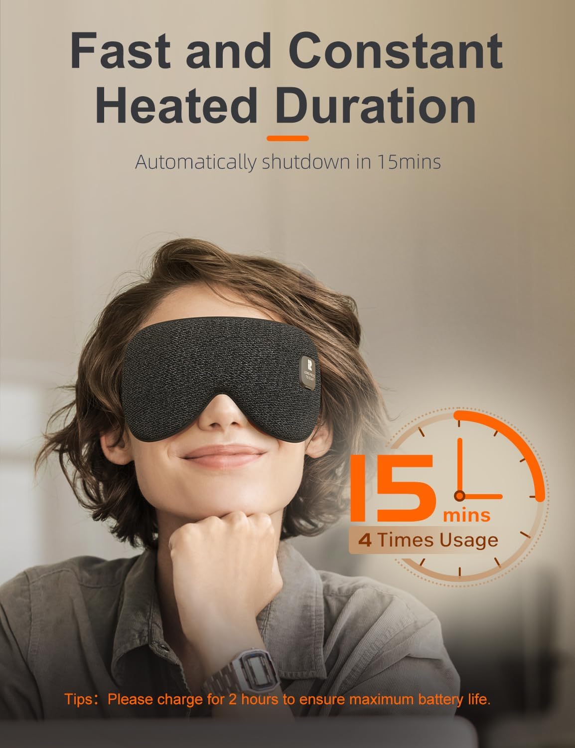 Silk Cordless Heated Eye Mask, Compress Heating Pad for Dry Eye Stye Eye Strain, Electric Warm Eye Mask for Airplane Sleeping, Blackout Eye Mask for Travel, Idea for Women/Men (Silk-Grey)