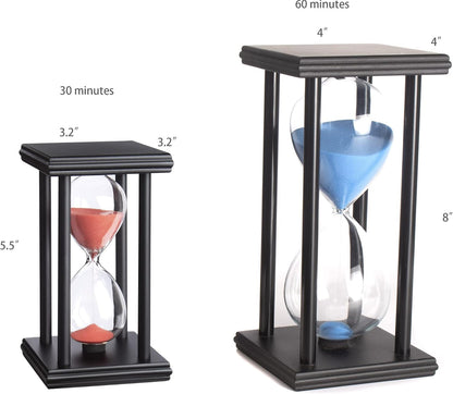 hourglas Sand Timer 30/60 Minutes Desktop Decorations Reloj de Arena ampulheta Sandglass (Black Sand,5.5 * 3.2 * 3.2inch,30min)