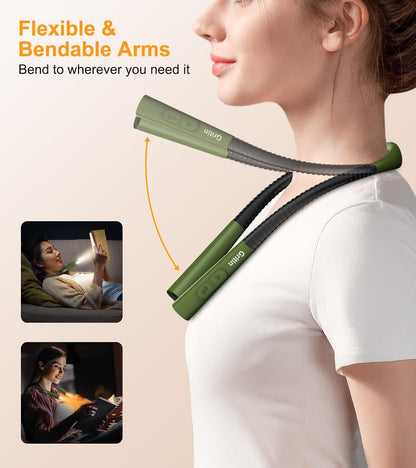 Gritin Book Light,Eye Caring 3 Colors & Stepless Dimming Neck Reading Light