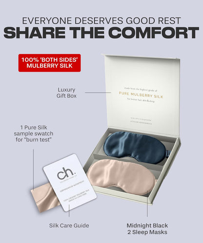 SUNDAYSILKS™ | Adjustable Silk Sleep Mask for Side Sleeper | Cloud-Like Comfort, Weighted for Deep Sleep | Soft Sleep Face Mask for Women & Men, Full Blackout, Cooling Silk Eye Mask for Sleeping