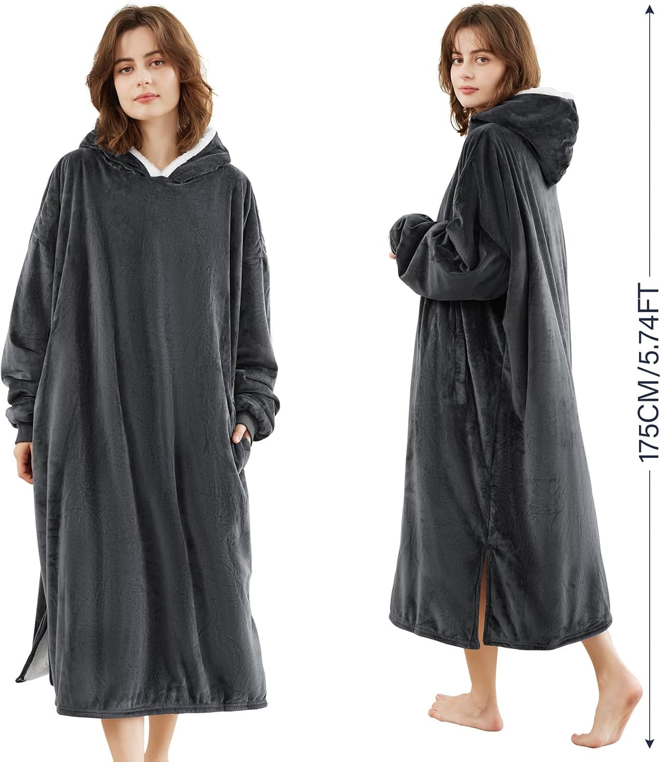 LetsFunny Blanket Hoodie,Oversized Wearable Sherpa Fleece Blanket Sweatshirt,Super Soft Warm Cozy with Giant Pocket,Gifts for Women Men Adults Teenagers, One Size Fits All
