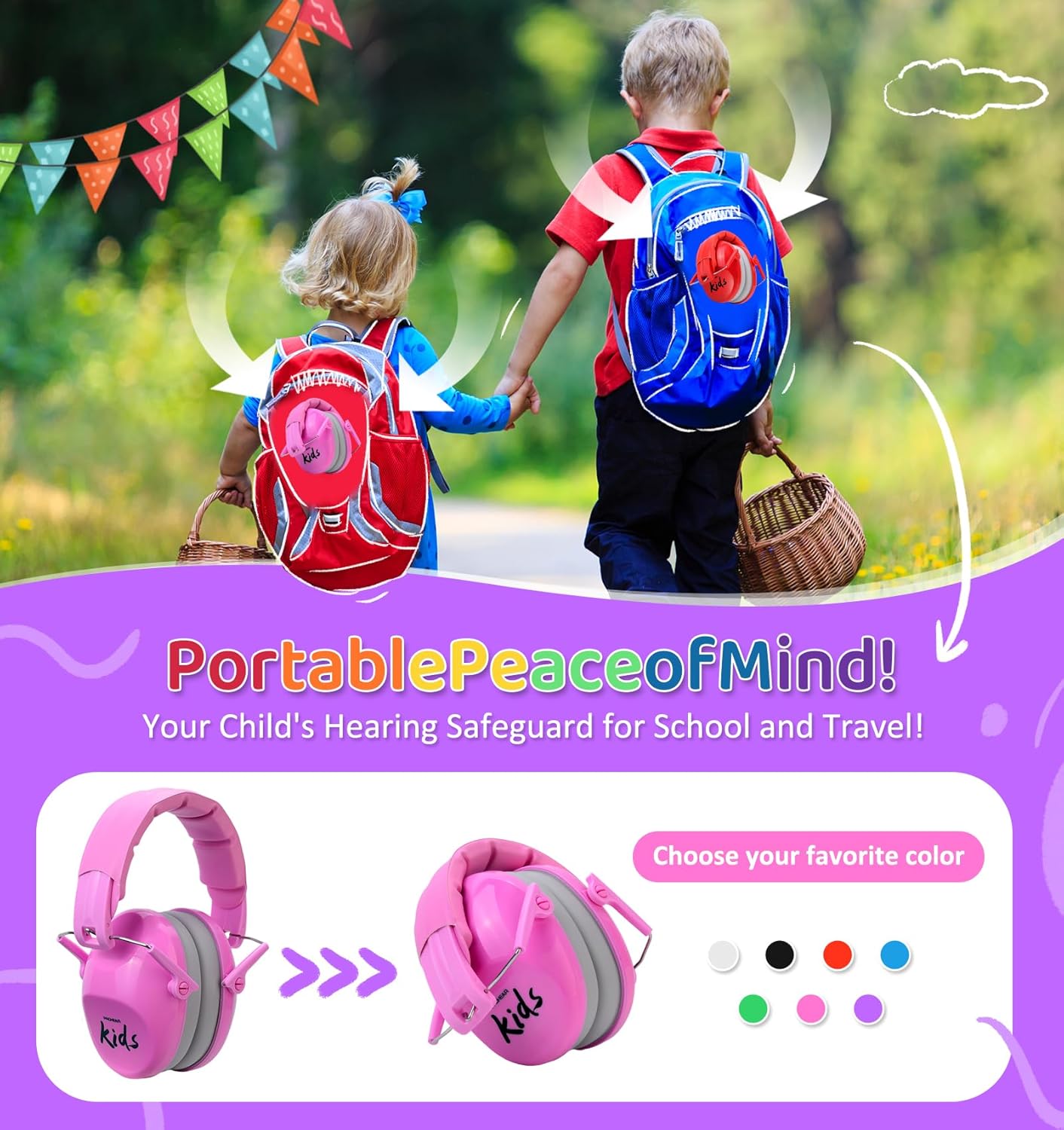 PROHEAR 032 Kids Ear Protection – Ear Muffs for Noise Reduction, 25NRR Noise Cancelling Headphones for Kids,Toddlers, Autism, Sensory Use, Hearing Protection – Orange