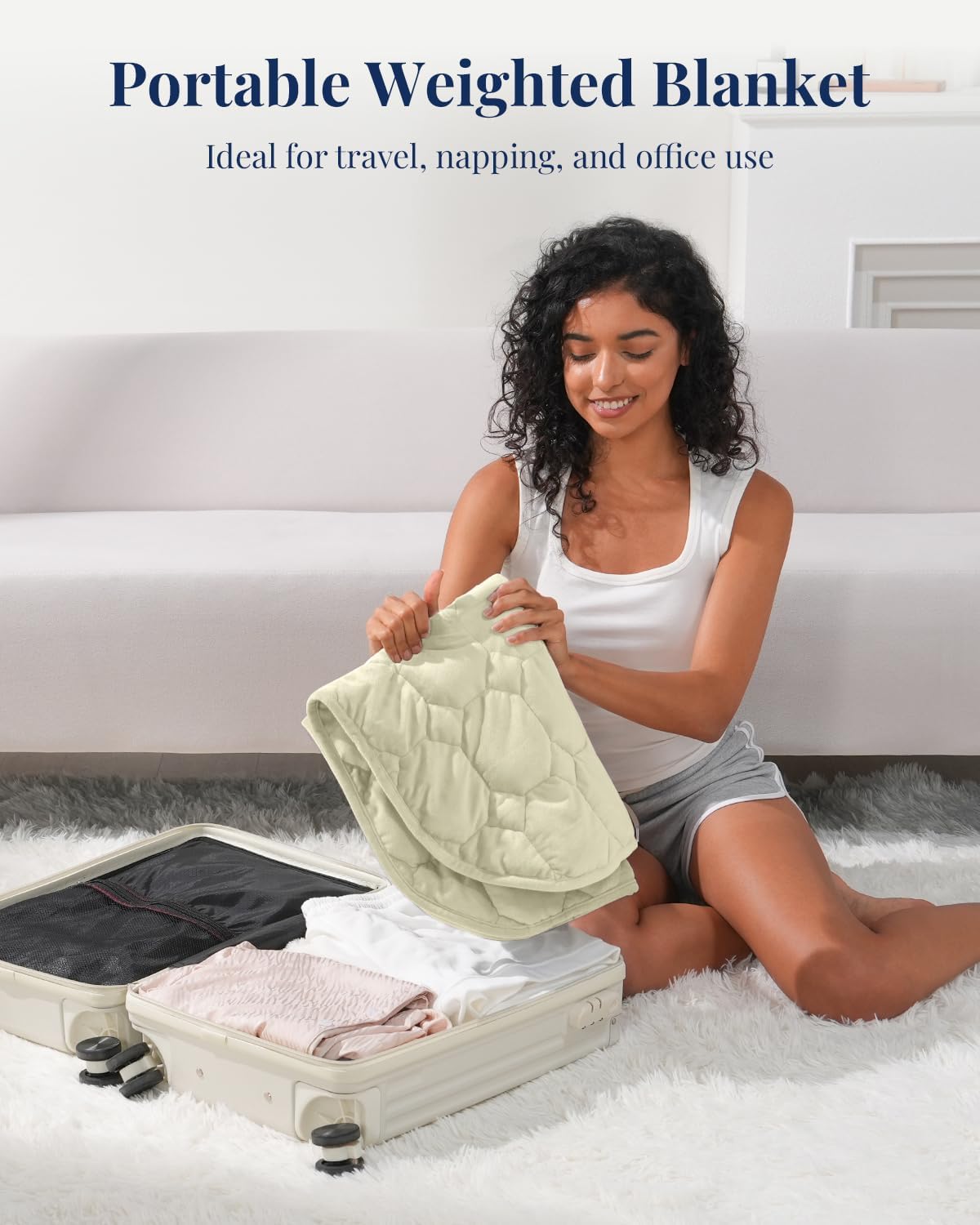 Kivik Weighted Lap Blanket, 7 lbs Weighted Lap Pad for Adults, Small Travel Weighted Blanket for Relaxation, Portable & Breathable, Grey, 24"x29"
