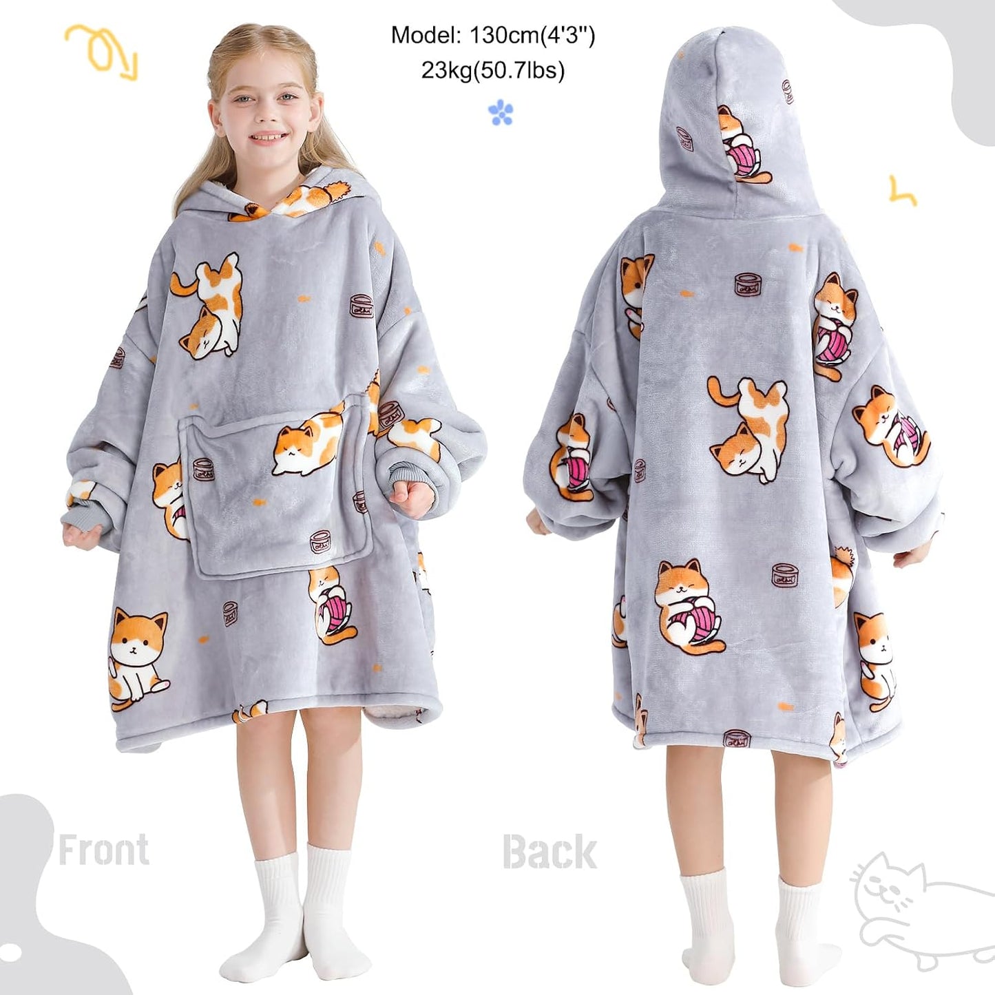 Aemilas Wearable Blanket Hoodie - Warm Sherpa Blanket Sweatshirt as Gifts for Adult Women Mom Men, One Size Fits All