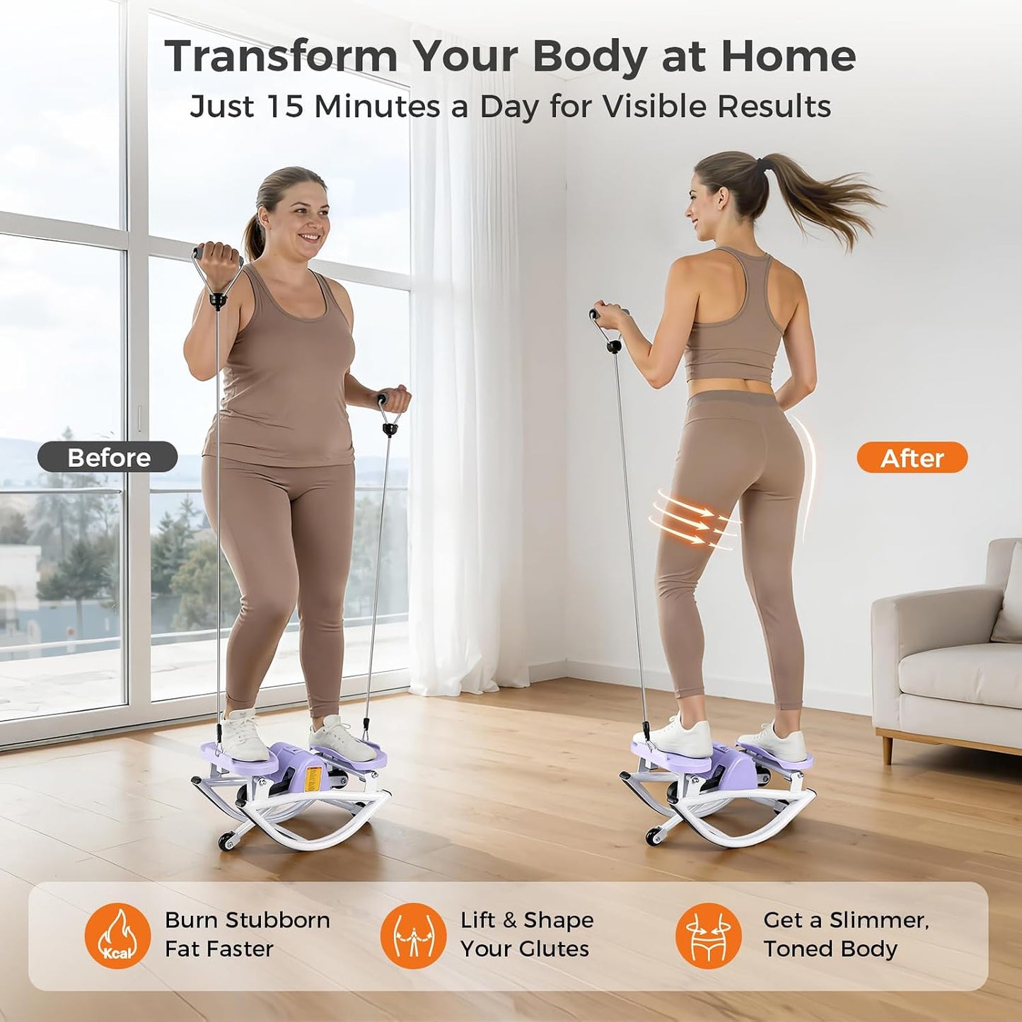 Rock Stepper Side to Side, Rocking Stepper with Lateral Motion, Compact Side Stepper for Home & Apartment, Low Impact Workout Machine (Black)