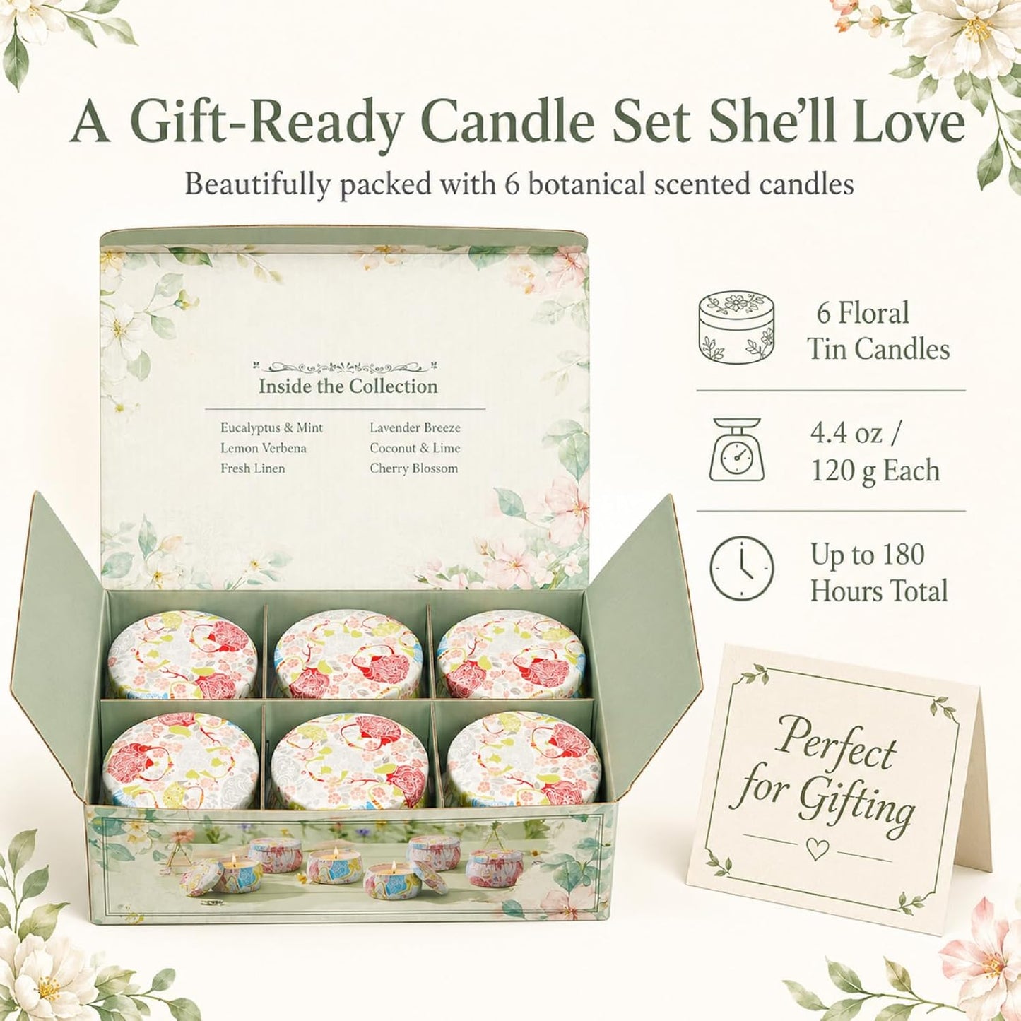 Candles, Scented Candles Gift Set for Women, 8 Pack Fruity Floral Soy Wax Aromatherapy Candles, Travel Tin Candles in Artist Gift Box, Birthday Gifts for Mom, Wife, Sister, Friend, Housewarming