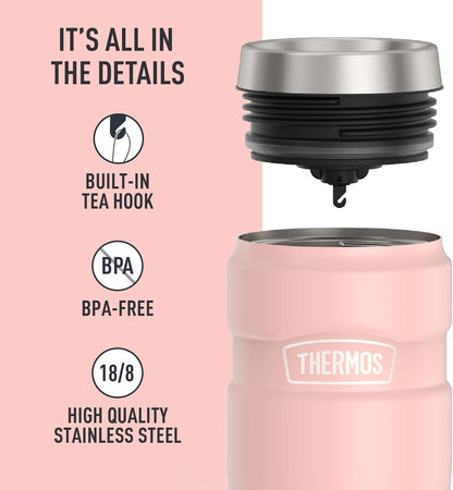 THERMOS Stainless King Vacuum-Insulated Travel Tumbler, 16 Ounce, Matte Steel
