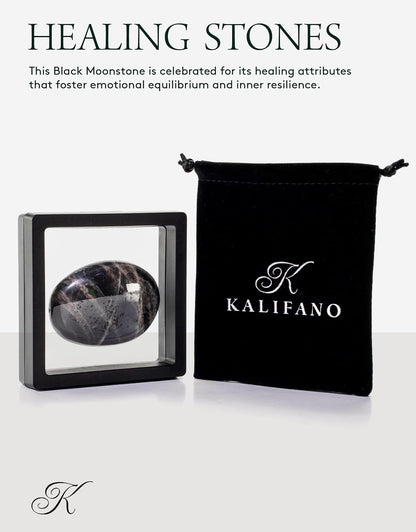 KALIFANO Palm Stone with Healing & Calming Effects - AAA+ Grade High Energy Worry Stone with Information Card - Reiki Crystal Used for Courage (Family Owned and Operated)