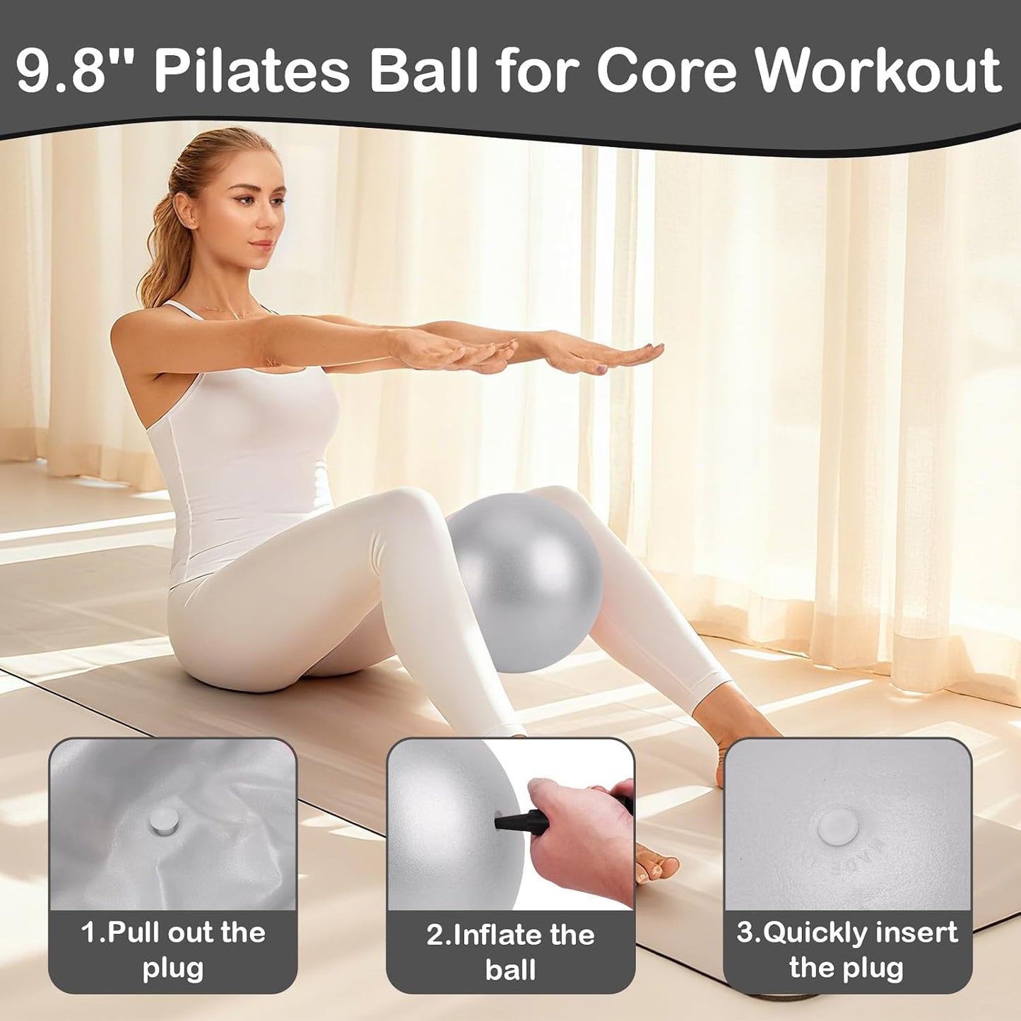 Hoedia Pilates Kit for Women, Pilates Equipment Ring and Ball Set with Resistance Bands, Yoga Strap, Core Sliders, Socks, Bag & Guide for Starter Home Workout Fitness Gym Essentials