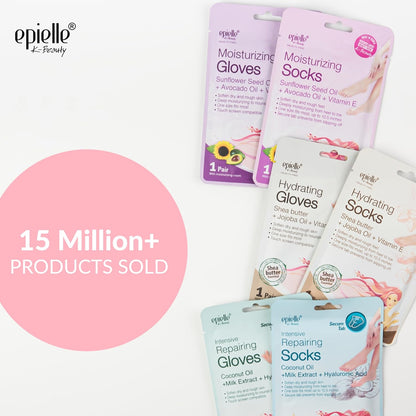 Epielle Hydrating Foot Mask 6 Pairs, Relieve and Soften with Shea Butter & Jojoba Oil, Deep Moisturizing Socks for Dry, Cracked Feet, Self Care Gifts for Women, Spa Kit