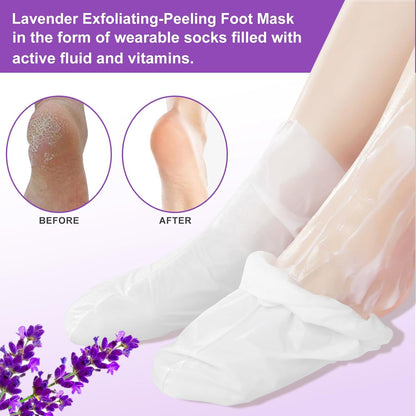 Foot Peeling Mask 5 Pack, Foot Peel Mask Remove Dead Skin, Rough Callus and Cracked Heels, Dry Skin Moisturizer for Soft and Smooth Baby Touch Feet (Lavender)