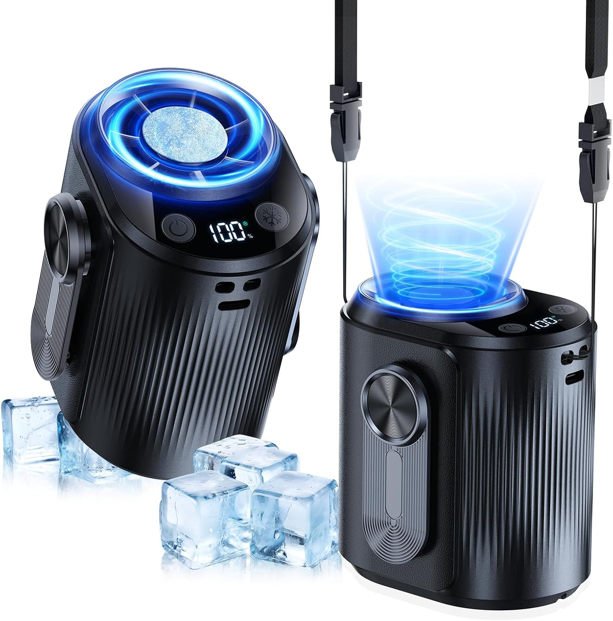 KIMMOO Portable Cool Clip Waist Fan with Ice Cooler,100-Speed, Rechargeable