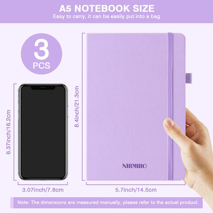 NIRMIRO (3 Pack) Pocket Notebook Small Journal with Pen, 3.7" x 5.7", A6 Mini Notebook for Women Men Work Writing, Hardcover Small Pocket Notepad with 100Gsm Premium Thick Lined Paper, Black Leather