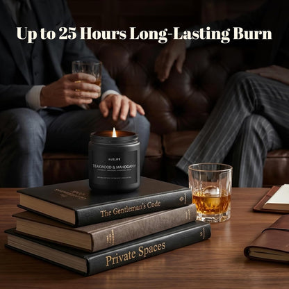 Scented Candles Set | Men Candle Set, Scented Candles for Home, Gifts for Men Aromatherapy Gift Set - 4 Pack Manly Gifts for Dad Fathers Day, Soy Candle of Leather/Smoke & Vanilla/Oak/Lavender