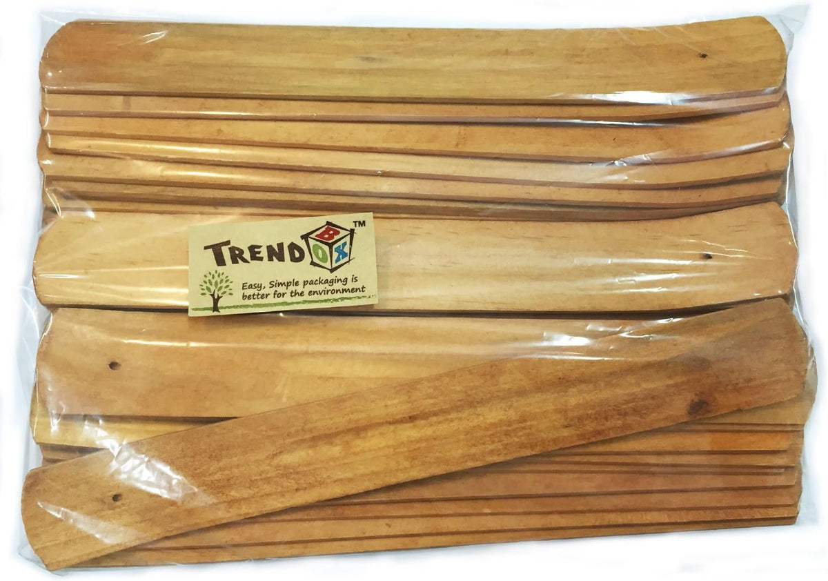 TRENDBOX 10pcs Handmade Plain Wood Wooden Incense Stick Holder Burner Ash Catcher Natural Design Buddhist