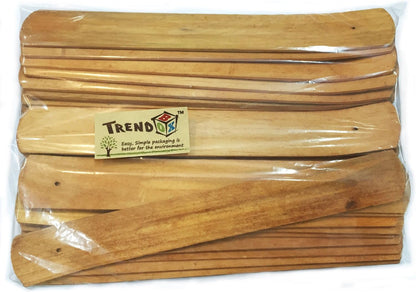 TRENDBOX 10pcs Handmade Plain Wood Wooden Incense Stick Holder Burner Ash Catcher Natural Design Buddhist
