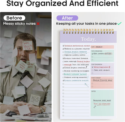 Taja To Do List Notepad - To Do List Notebook for Work with 52 Sheets, 9.8" x 6.5", Undated Daily Planner Perfect for Daily Tasks and Goal Setting, Notepad Suitable for Office, Home & School - Violet Dream