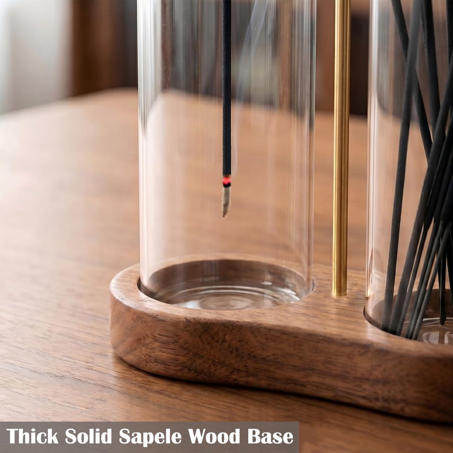 Incense Holder for Sticks with Glass Ash Catcher - Upside Down Anti-Ash Flying Incense Burner & Stick Storage Organizer, Ideal for Meditation, Yoga, Zen Home Decor, Spa Relaxation Gift