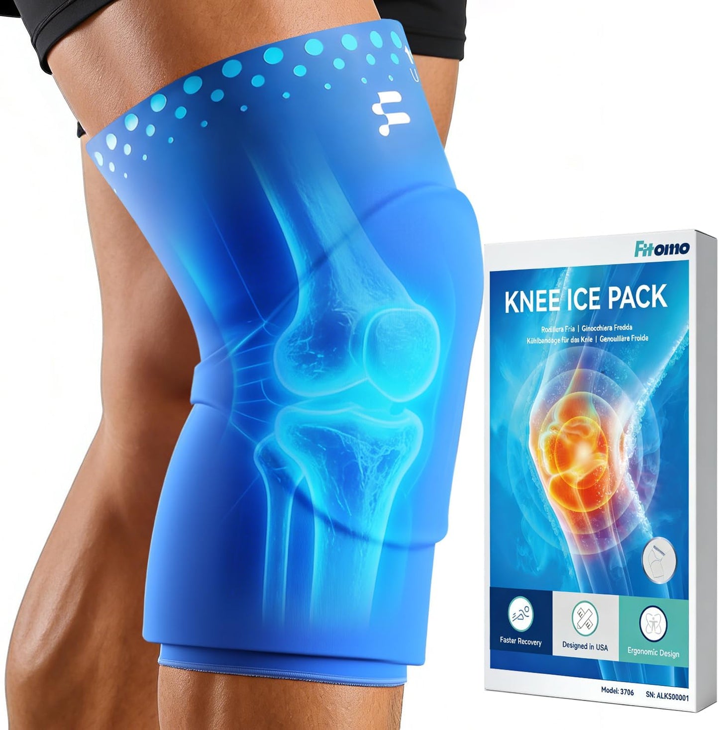 Knee Ice Pack Wrap Sleeve Thickened Core for Knee Pain, Targeted Swelling Relief During Recovery, Soft Flexible Gel, No Slip Compression Fit, Reusable Hot Cold Therapy for Post Activity, M