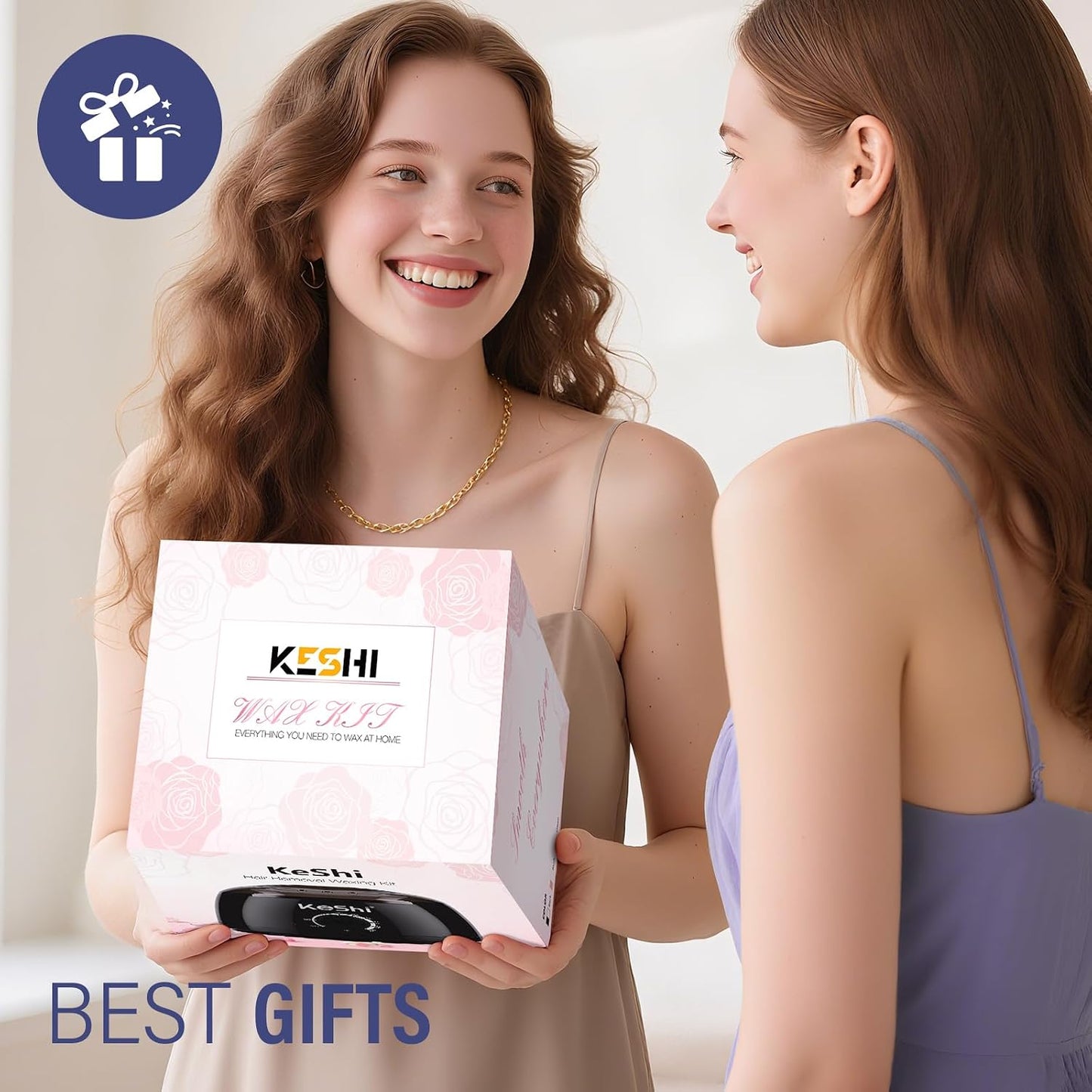 KeShi Waxing Kit, Painless Hair Removal Wax Warmer with 6 Bags Hard Wax Beans for Full Body, Legs, Face, Eyebrows & Bikini— Ideal for Both Women & Men