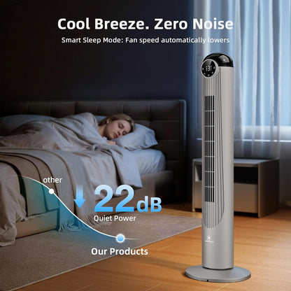 Antarctic Star T36 Tower Fan-36 Inch, Bladeless Oscillating Fan with Remote, 6 Speeds & 4 Modes, LED Display, 9H Timer, Quiet Floor Standing Fan for Bedroom Living Room Office, Pink