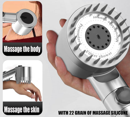 Shower Head with Handheld, Shower Heads High Pressure, High Flow Even with Low Water Pressure-Hand Held Showerhead Set,3 Modes Filtered Showerhead with 59″Replacement Hose/Bracket/Cotton Filters