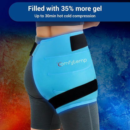 Comfytemp Hip Ice Pack Wrap for Sciatica Pain Relief, Hip Replacement Kit After Surgery, Reusable Gel Ice Pack for Injuries, Hot Cold Compress Recovery Items Physical Therapy for Men Women (L/XL/2XL)