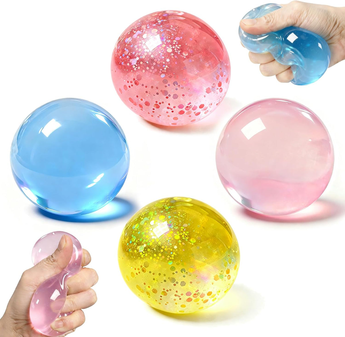 Coconut Oil Squishy, 2 Pack Crystal-Clear Transparency Stress Relief Balls