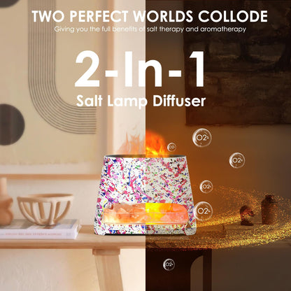 SALKING 2-in-1 Ultrasonic Essential Oil Diffuser & Himalayan Salt Lamp, Aromatherapy Diffuser Cool Mist Humidifier with 3 Brightness, Salt Therapy Lamp, 100% Pure Himalayan Salt Rock, 150ml (Marble)