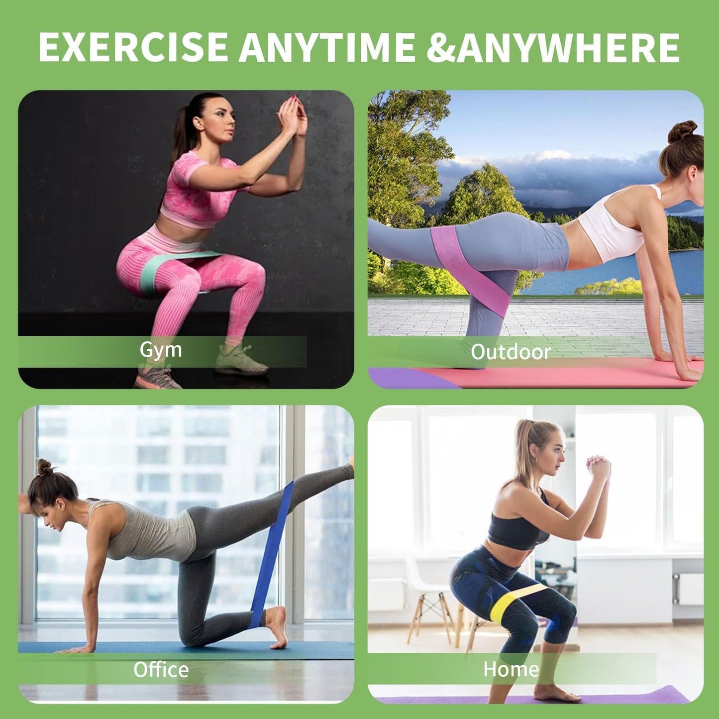 KANGFITER Non-Slip Fabric Resistance Bands for Working Out, Loop Exercise Bands for Booty Leg, Butt, Glute, Stretch Workout Bands for Women & Men, Hip Elastic Bands for Home Gym Fitness, Yoga, Pilates