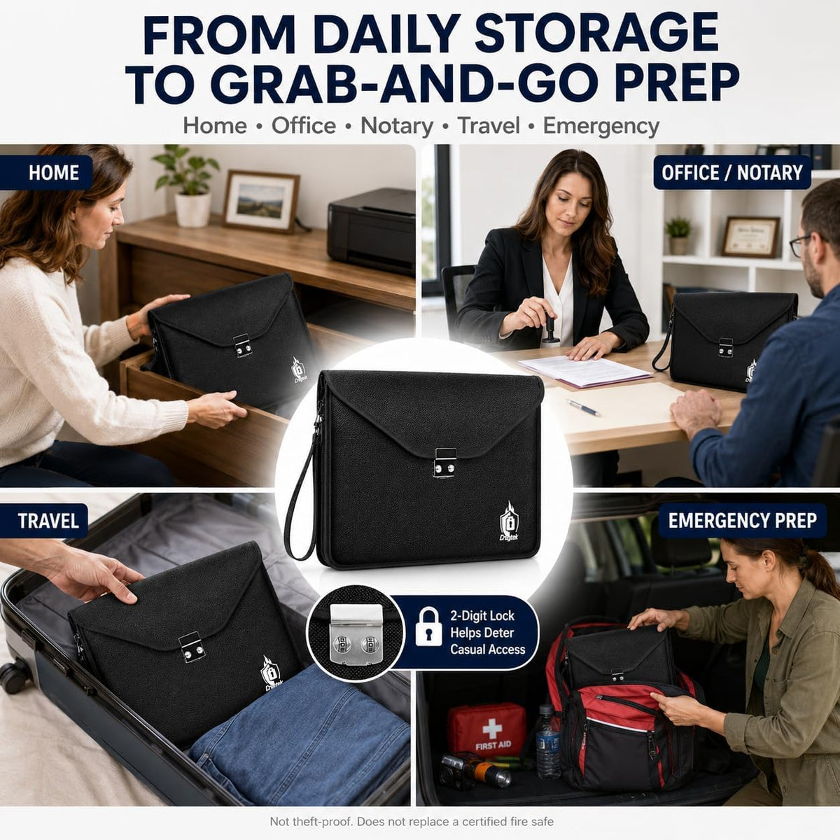 6400°F Fireproof Document Bag with Lock, UL94 VTM-1 Certified