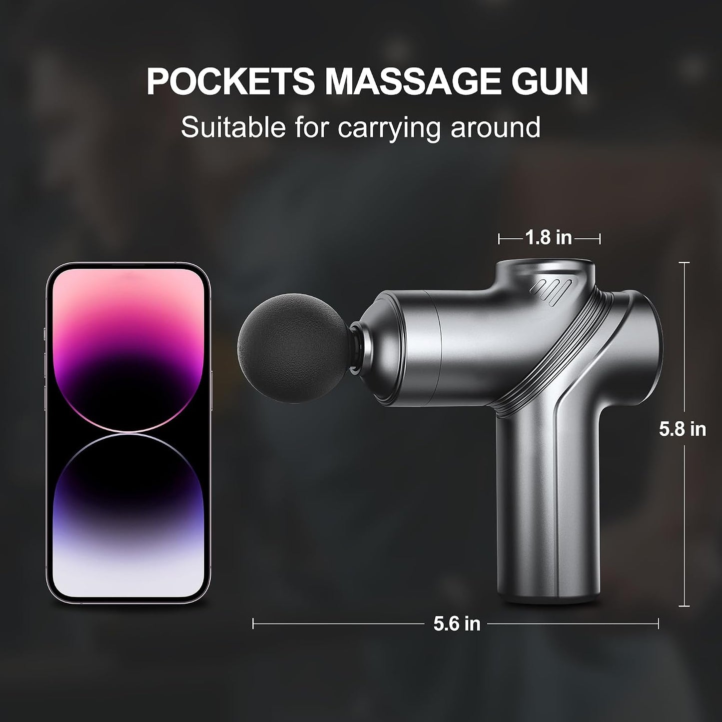 LEERCON Massage Gun Deep Tissue, Silent Motor and Portable Massage Gun with 4 Interchangeable Heads for Deep Muscle Relief and Relaxation, Relax Gift