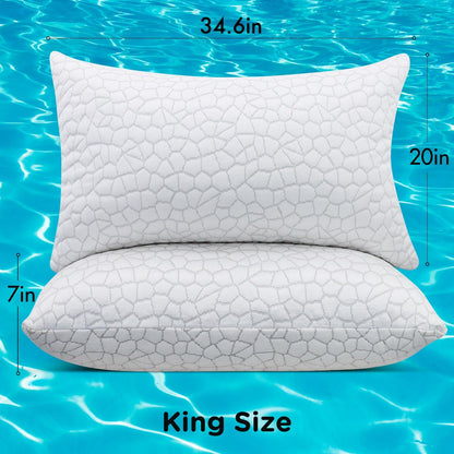 SUPA MODERN Cooling Pillow Queen Size Set of 2, CertiPUR-US Shredded Memory Foam Pillows for Sleeping, Cool Bed Pillows for Hot Sleepers, Adjustable Firm Pillow for Side,Back,Stomach Sleepers