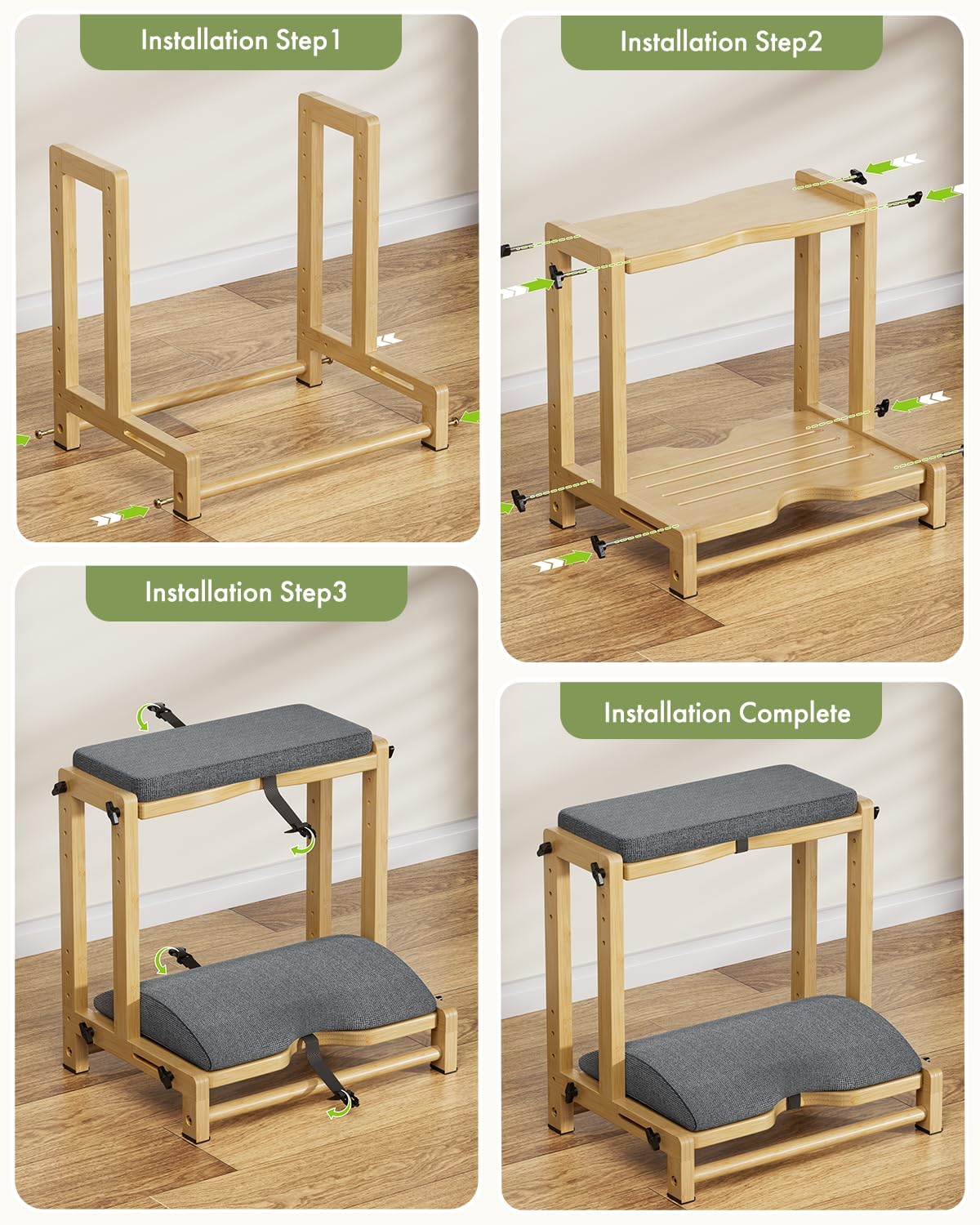 Amazer Bamboo Under Desk Footrest with Cushion 3-in-1, Reversible Ergonomic Wood Rocking Foot Rest for Under Desk at Work, Adjustable Foot Stools with Washable Cover, Desk Leg Rest for Home Office