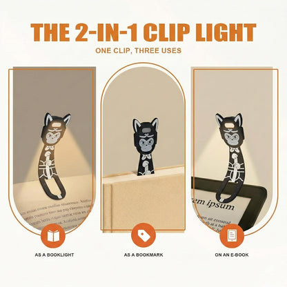 Rechargeable Kids Book Light, Cute Bookmark Reading Light for Kids, Dimmable Portable LED Book Light for Reading in Bed, Eye-Caring Bedtime Reading Lamp for Children & Travel, Black