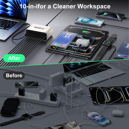 USB Charging Station 50w10A 12 Ports Multiple Charging Block, USB C Strip for iPhone 13/14/15/16/17/Smartphone/Tablet/Watch/Headphones and Multiple Charger Plug