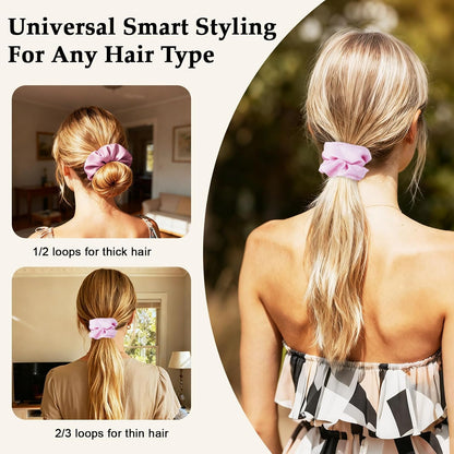 Satin Scrunchies for Women – 8PCS Blush & Brown Silk Hair Ties Set – No Crease, Frizz-Free, Gentle Elastic Hair Bands, Soft & Stylish Everyday Hair Accessories Gifts