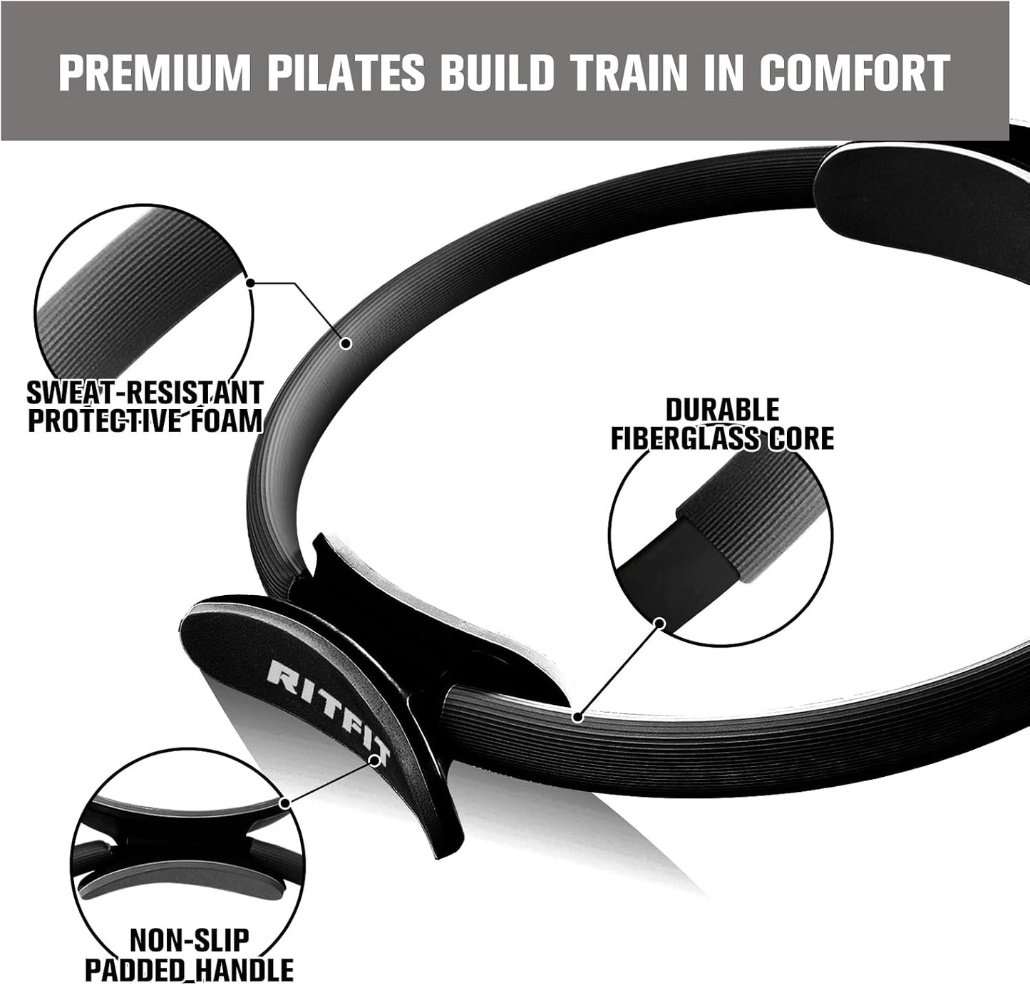 RitFit Pilates Ring Circle - 14 Inch Magic Fitness Circle for Toning Inner & Outer Thighs, Bonus Workout Guide Included