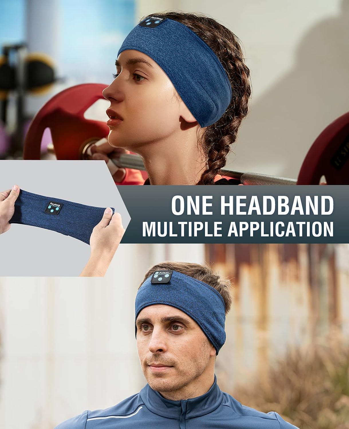 Perytong 2 Pack Sleep Headphones, Sleeping Headphones | Bluetooth Headband with Ultra-Thin HD Stereo Speaker, Wireless Headphone for Sports, Insomnia, Yoga, Air Travel, Meditation