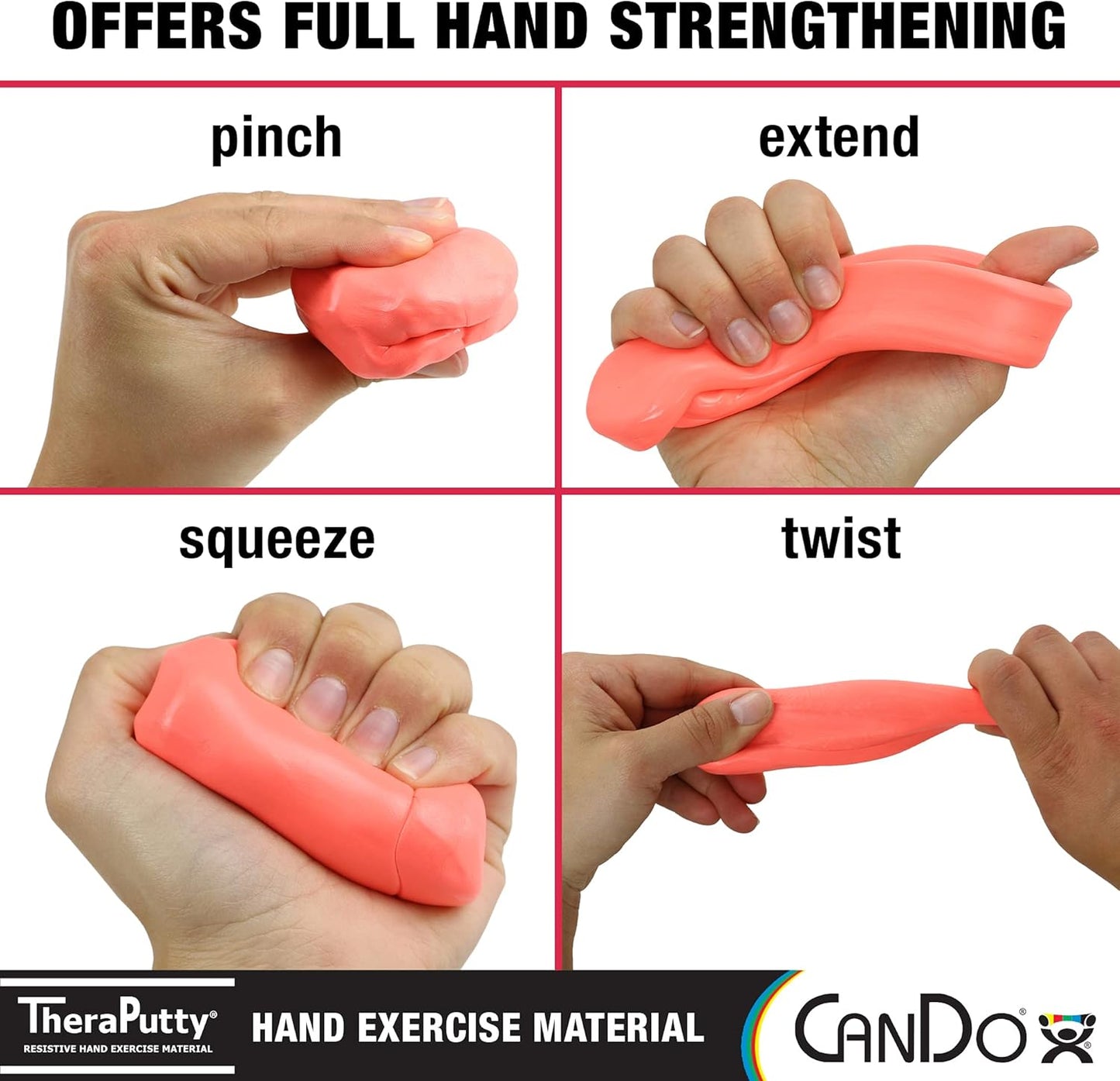 CanDo TheraPutty Standard Hand Exercise Putty For Rehabilitation, Exercises, Hand Therapy, and Occupational Therapy. Use To Strengthen Hand Muscles, Improve Fine Motor Skills, And Decrease Stress